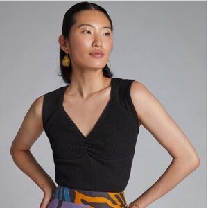 Maeve Black Textured Crop Top